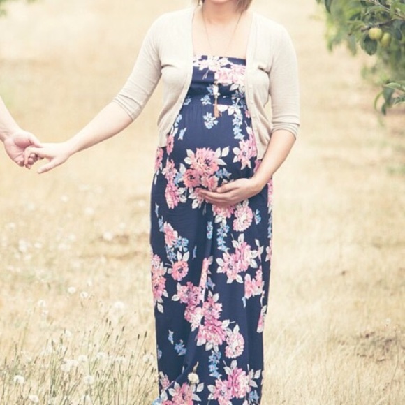 navy maternity maxi dress